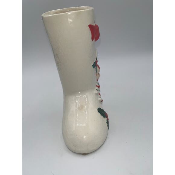 Vintage Ceramic Candy Cane Pixie Elf Christmas Boot Stocking Planter Vase Decor - Picture 7 of 16